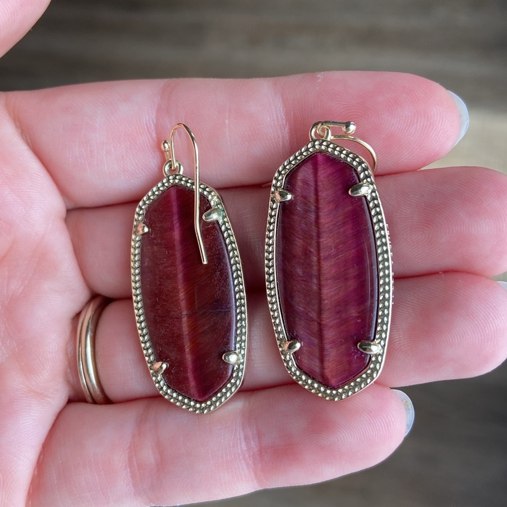 SEND ANY OFFER ❤️ Kendra Scott Bordeaux Tiger's Eye Elles - Picture 2 of 6